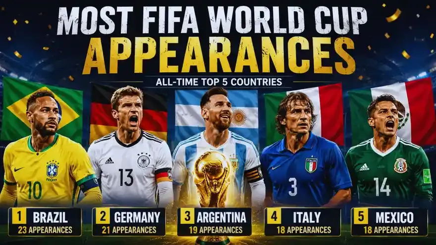 Top 5 Countries With the Most FIFA World Cup Appearances