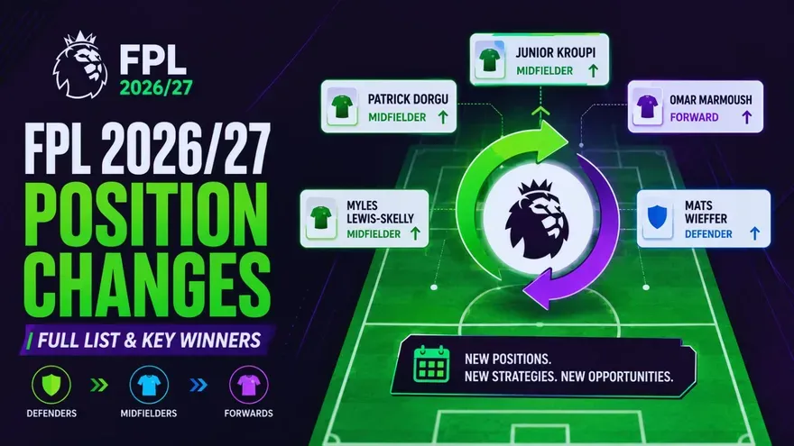 Fantasy Premier League 2026/27: Full List of FPL Player Position Changes