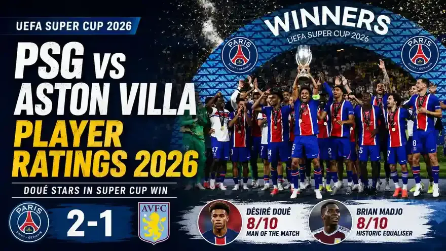 PSG vs Aston Villa Player Ratings 2026: Doué Stars in Super Cup Win