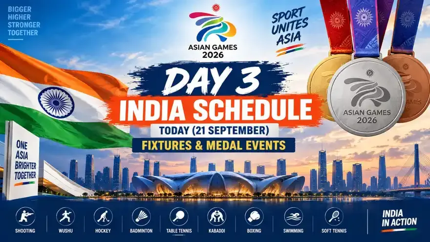 Asian Games 2026 Day 3 India Schedule Today (21 September): Fixtures & Medal Events