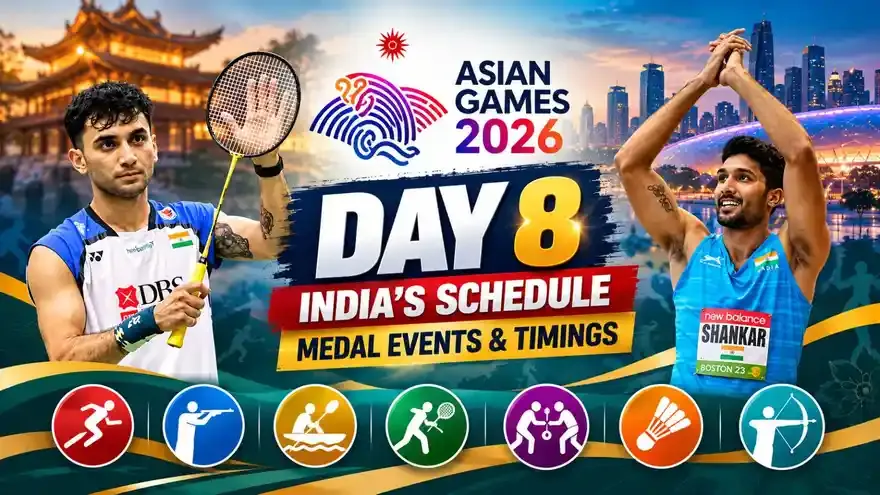 Asian Games 2026 India Schedule Today (26 September): Day 8 Fixtures, Medal Events & Timings