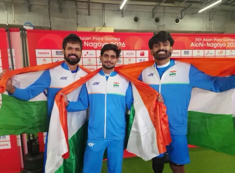 Asian Para Games 2026: India Completes Men's High Jump T63 Clean Sweep; Shailesh Kumar Defends Gold Along With Varun Bhati and Rahul Saroha's Medals